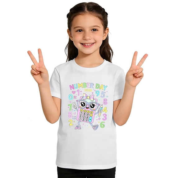 XEGLSBU Girls Short Sleeve Shirts Size 8 Kids Graphic Print Short Sleeve T Shirt Casual Comfortable Tee for Girls Boys Daily Wear White Size 8-9 Years