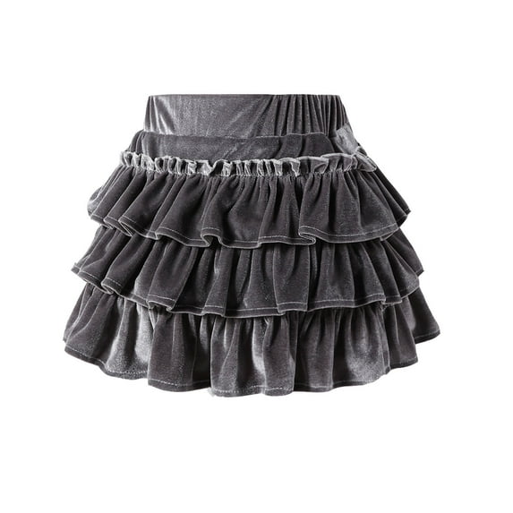 XEGLSBU Girls Skirts Size 10-12 Wool Cake Skirt for Girls Short Skirt Short Pleated Skirt Children's Half Skirt Girls Skirts with Shorts Underneath 12-14 Grey Size 3-4 Years