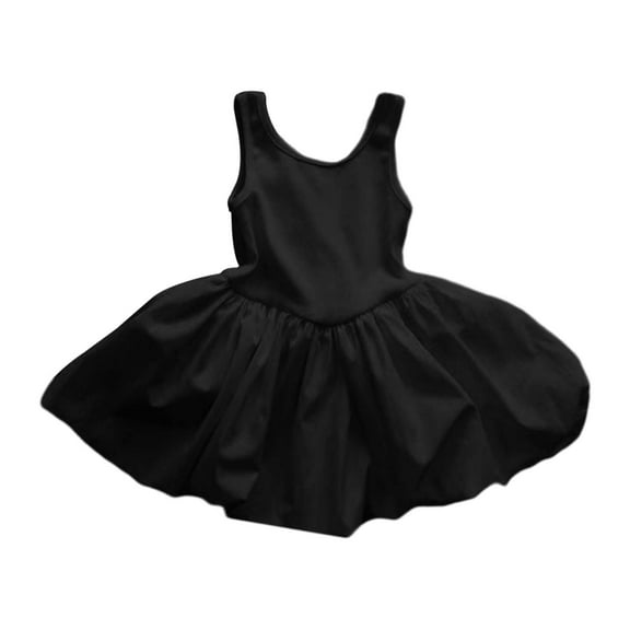 XEGLSBU Girls Sleeveless Dresses Solid Color Summer Dresses for Little Girls Casual Pud Dress Black Size 2-3 Years