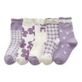 thumbnail image 1 of XEGLSBU Girls Socks Mesh Breathable Soft Comfortable Cute Cartoon Pattern Daily Walking Wear 5 Pairs Size L, 1 of 9