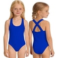 thumbnail image 1 of XEGLSBU Girls Solid Design 1 Piece Swimsuit Simple Solid Color Piece Swimsuit for Girls and Comfortable Bathing for Kids Swimwear Blue Size 5-6 Years, 1 of 6