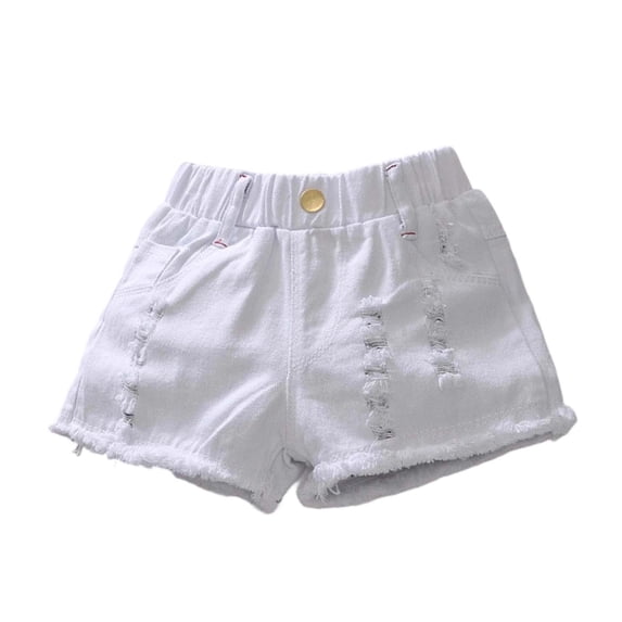 XEGLSBU Girls Summer Loose Fashion Personality Casual Thin Denim Shorts (White Size 11-12 Years)
