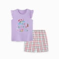 thumbnail image 1 of XEGLSBU Girls Summer Outfits Set Girls Outfit Floral Embroidery Bunny Print Sleeveless Top and Shorts Two Piece Casual Toddler (Purple-D Size 3-4 Years), 1 of 6