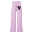 thumbnail image 1 of XEGLSBU Girls Sweatpants Baggy Girls Bow Drawstring Loose Fit Straight Leg Athletic Casual Jogger Pants for Daily Wear z260731-B-Purple Size 4-5 Years, 1 of 4