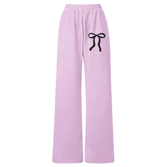 XEGLSBU Girls Sweatpants Baggy Girls Bow Drawstring Loose Fit Straight Leg Athletic Casual Jogger Pants for Daily Wear z260731-B-Purple Size 4-5 Years