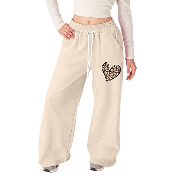 XEGLSBU Girls Sweatpants Size 14-16 with Pockets Girl's Baggy Sweatpants Lightweight Straight Leg Athletic Pants with Pockets Beige Size 6-7 Years