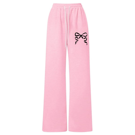 XEGLSBU Girls Sweatpants Size 6-7 Girls Bow Detail Loose Fit Straight Leg Jogger Pants with Back Pocket Casual Playwear Soft Comfortable Trousers Light Pink Size 11-12 Years