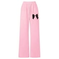 thumbnail image 1 of XEGLSBU Girls Sweatpants Size 7-8 Flare Girls Bow Detail Loose Fit Straight Leg Jogger Pants with Back Pocket Casual Comfort Playwear Light Pink Size 4-5 Years, 1 of 4