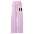 thumbnail image 1 of XEGLSBU Girls Sweatpants Size 7-8 Girls Bow Detail Loose Fit Straight Leg Jogger Pants with Back Pocket Casual Comfort Playwear Light Purple Size 12-13 Years, 1 of 4