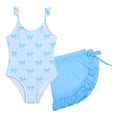 thumbnail image 1 of XEGLSBU Girls Swimsuit 1 Piece Long Sleeve Girls Bikini Swimsuit Backless Tankini Cute Swimwear for Kids Summer Beach Pool Sky Blue Size 6-7 Years, 1 of 6