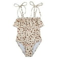 thumbnail image 1 of XEGLSBU Girls Swimsuit 1 Piece with Sleeves Toddler Girls' 1PC Bikini Swimsuit Color Floral Print Rash Guard for Beach & Pool Khaki Size 4-5 Years, 1 of 4
