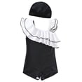 thumbnail image 1 of XEGLSBU Girls Swimsuit Size 12-13 Summer Children Girls Ruffles 1 Piece Swimwear Solid Color Beach Swimsuit Bikini Black-D Size 6-7 Years, 1 of 8