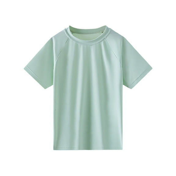 XEGLSBU Girls T-Shirts Boys Rash Guard Short Sleeve Swim Shirt UPF 50  Sun Shirts Sports Fishing Surf Water Beach Tee for Kids Girls Youth Green Size 5-6 Years