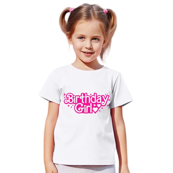 XEGLSBU Girls T Shirts Size 10-12 Black Girl's Birthday Cute Shirts and T Shirt Short Sleeve (1Y 13Y) White Size 2-3 Years