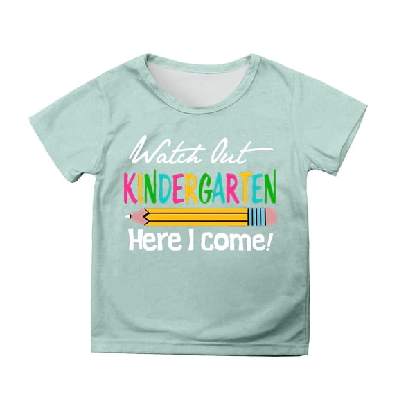 XEGLSBU Girls T Shirts Size 10-12 Graphic-Tees Kids Short Sleeve Casual Shirt with Cartoon Print for Boys and Girls Comfortable Daily Wear Top Light Green Size 4-5 Years