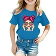 thumbnail image 1 of XEGLSBU Girls T Shirts Size 12-14 Trendy Cute Girls Cute Graphic Print Round Neck Short Sleeve Tee Summer Casual T Shirt Blue Size 5-6 Years, 1 of 4