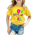 thumbnail image 1 of XEGLSBU Girls T Shirts Size 14-16 Shirts for Teen Kids Girls Short Sleeve 100 Days of School Print T-Shirt Female Present Tops Yellow-C Size 8-9 Years, 1 of 4