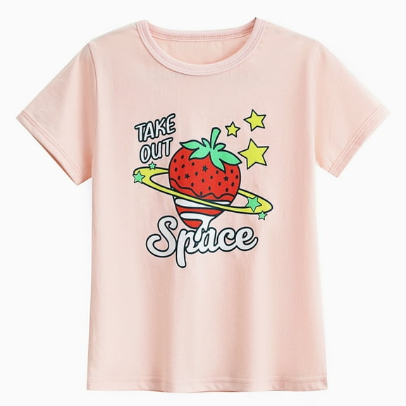 XEGLSBU Girls T Shirts Size 6-6X Cute Cartoon Short Sleeve T Shirt for Girls Adorable Round Neck Top for Baby Girls Pink Size 4-5 Years