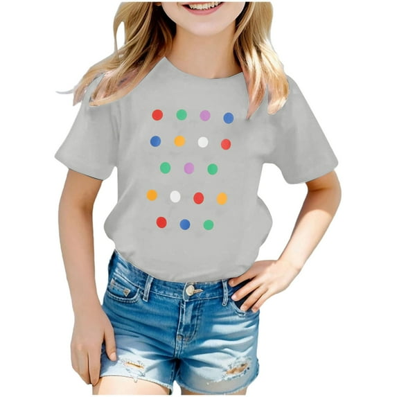 XEGLSBU Girls T Shirts Size 6/7 Girls Casual Short Sleeve Crewneck T Shirt for Kids Toddler Children Everyday Soft Basic Tee Top Blouse Playwear Apparel Light Gray Size 9-10 Years