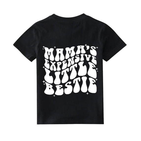 XEGLSBU Girls T Shirts Size 6X-7 Toddler Kids Baby Girls Short Sleeve Letter Print Shirt Funny T Shirt Trendy Fashion Shirt Tee Tops Black Size 6-7 Years