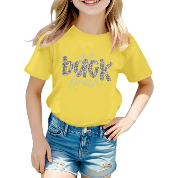 XEGLSBU Girls T Shirts Size 7-8 Stylish Girls Tops for Loose Fit Tees & Shirts for Ages 3 16 for Spring and Summer Easy to Clean Great For Yellow Size 9-10 Years