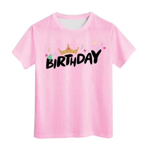 XEGLSBU Girls T Shirts Size 7-8 White Birthday Girl Short Sleeve Tee Summer Crewneck T Shirt Casual Fit Basic Shirts Pink Size 12-13 Years