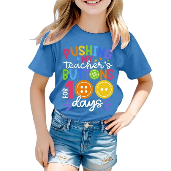 XEGLSBU Girls T Shirts Size 8-9 Shirts for Teen Kids Girls Child Short Sleeve Prints T Shirt Trendy Girls Fans Present Tops Blue Size 12-13 Years