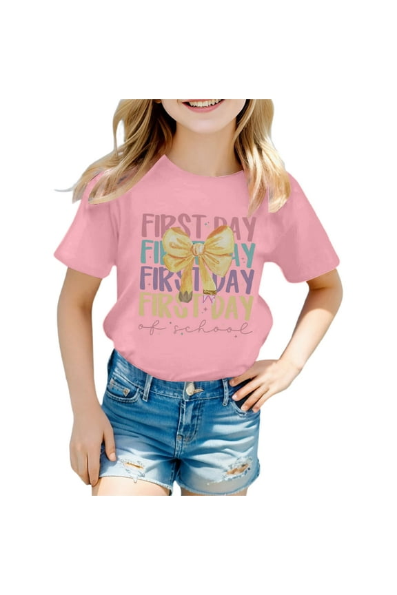 Girls T-Shirts Vintage Stylish Girls Tops for Loose Fit Tees & Shirts for Ages 3 16 for Spring and Summer Easy to Clean Great For Pink Size 13-14 Years