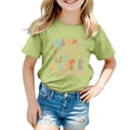 thumbnail image 1 of XEGLSBU Girls Tshirts 10-12 Girls Taste Printing Fashion Round Collar Loose Hugh Leisure T Shirt with Short Sleeves Green Size 10-11 Years, 1 of 4