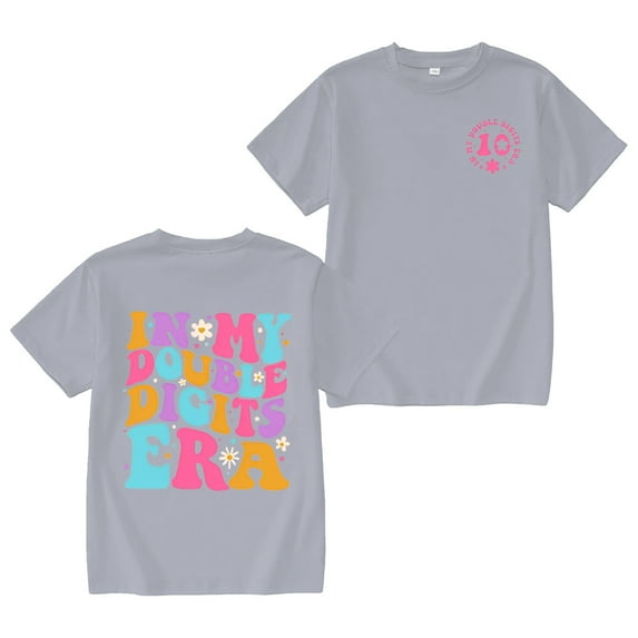 XEGLSBU Girls Tshirts in My Double Digits Birthday Girl Shirt 10 Year Old 10th Birthday Girls T Shirt Girls Ten Birthday Party Tee Tops Grey Size 12-24 Months