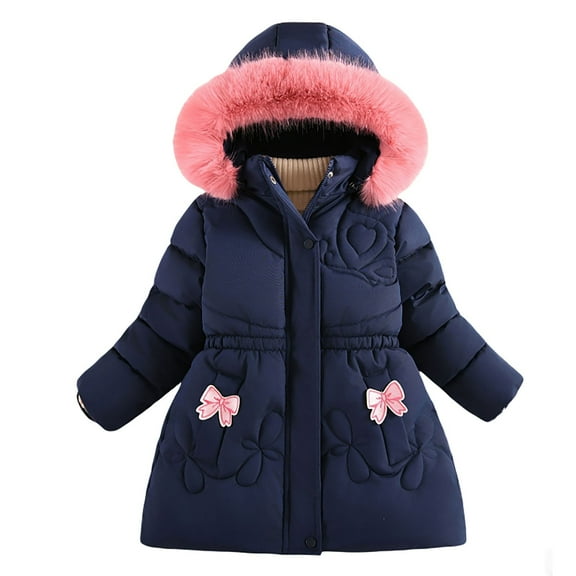 XEGLSBU Girls Winter Coat Size 12 Girls Winter Dress Coats Hooded Jackets Outwear Girls Coats Size 8-10 A-Navy Size 8-9 Years