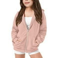 thumbnail image 1 of XEGLSBU Girls Zip up Hoodies Full-Zip Solid Color Hood Jacket with Casual Fall Hoodie with Pockets for Toddler and Teen Pink Size 9-10 Years, 1 of 9