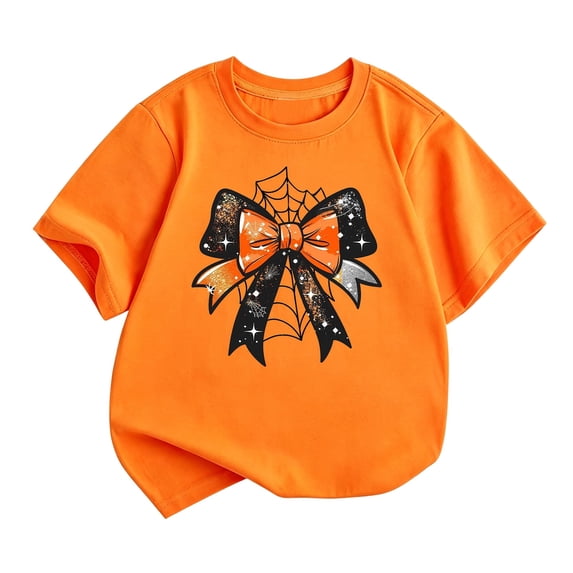 XEGLSBU Girls and Boys T-Shirts Halloween Graphic Short Sleeve Shirt Cute Party Tops for Toddler Black Size 2-3 Years