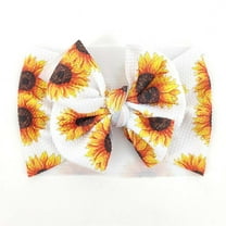 XEGLSBU Hair Bows for Girls 6-12 Toddler Baby Boys Girls Stretch Sunflower Floral Bow Hairband Headwear Headband 0-3 Years Baby Girl Bows 6-12 Months One Size