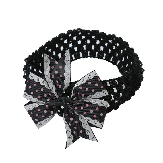 XEGLSBU Hair Bows for Girls 6-12 Toddler Baby Girls Headband Dot Prints Bowknot Elastic Hair Band for Baby Girl Bows Clips Small Black One Size