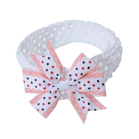 XEGLSBU Hair Bows for Girls 6-12 Toddler Baby Girls Headband Dot Prints Bowknot Elastic Hair Band for Baby Girl Bows Small Pack White One Size