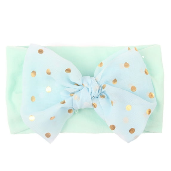 XEGLSBU Hair Bows for Girls Clip 1PC Baby Girls Dotted Bow Headband Stretch Hairband Headwear Baby Girl Bows 12-18 Months Light Blue One Size