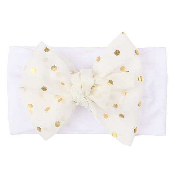 XEGLSBU Hair Bows for Girls Clip 1PC Baby Girls Dotted Bow Headband Stretch Hairband Headwear Baby Girl Bows 6-12 Months White One Size