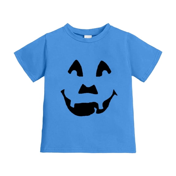 XEGLSBU Halloween T Shirts Little Girls and Boys Cute Pumpkin Printrd Tops Kids Short Sleeve Shirt for Kids Halloween Party Wear Blue Size 8-9 Years