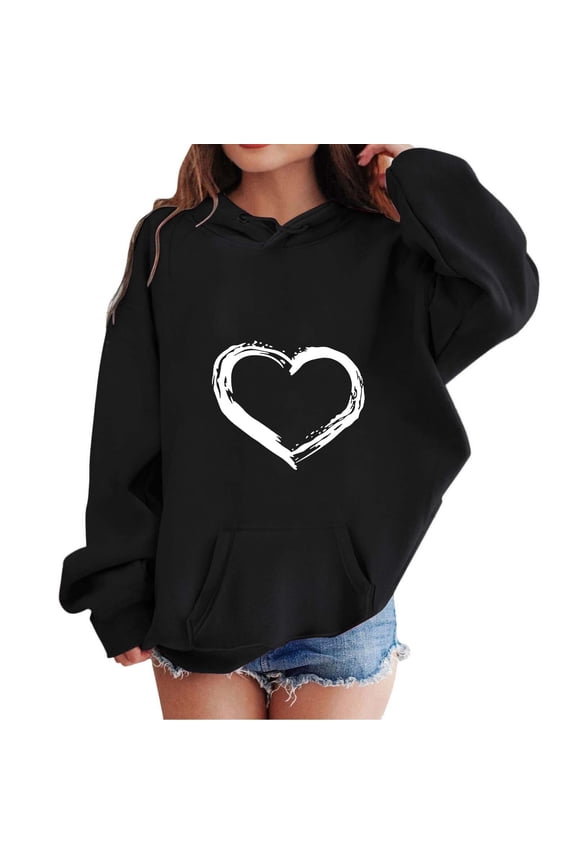 Hoodies for Girls 10-12 Baggy Preppy Girl's Boy's Hoodie Long Sleeve Soft Sweatshirt Graphic Hoody Kids Cute Pullovers Top Clothes For Girls Black Size 9-10 Years