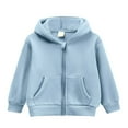 thumbnail image 1 of XEGLSBU Hoodies for Girls 12 Years Autumn And Winter Baby Boy Girl Zip Up Hoodies Solid Color Hooded Sweatshirt Long Sleeve Jacket Casual Outerwear Fall Clothes Light Blue Size 7-8 Years, 1 of 3