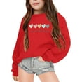 thumbnail image 1 of XEGLSBU Hoodies for Girls 10-12 Navy Blue Children's Autumn And Winter Part Letter Printed Round Neck Long Sleeved Sweatshirt Red-B Size 5-6 Years, 1 of 7