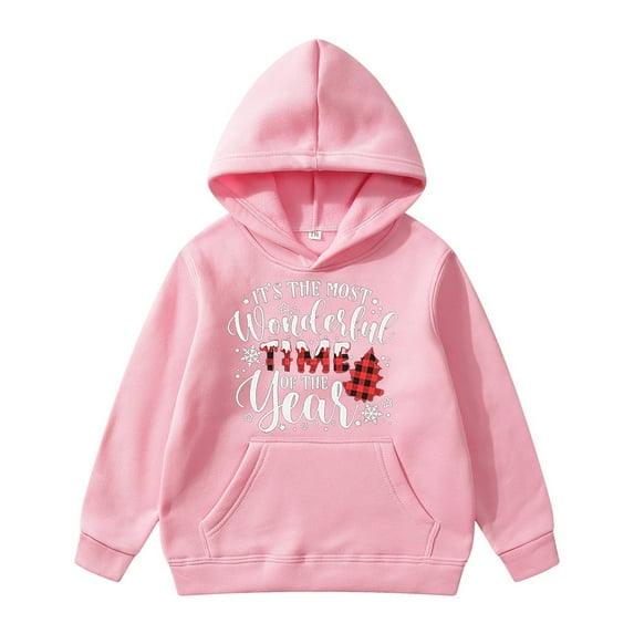 XEGLSBU Hoodies for Girls 14-16 Cute Children's Long Sleeved Hoodie With Printed Bow Tie Pink-6 Size 8-10 Years