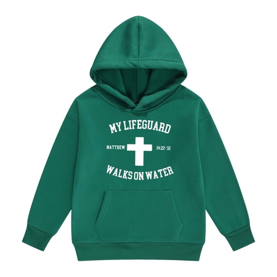 XEGLSBU Hoodies for Girls 14-16 Size Boys And Girls Casual Loose Cute Print Long Sleeve Hoodie Sport Dark Green-1 Size 12-13 Years
