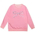 thumbnail image 1 of XEGLSBU Hoodies for Girls 14-16 Size Girls' Long Sleeved Hoodie With Bow Crew Neck B-Pink Size 5-6 Years, 1 of 4