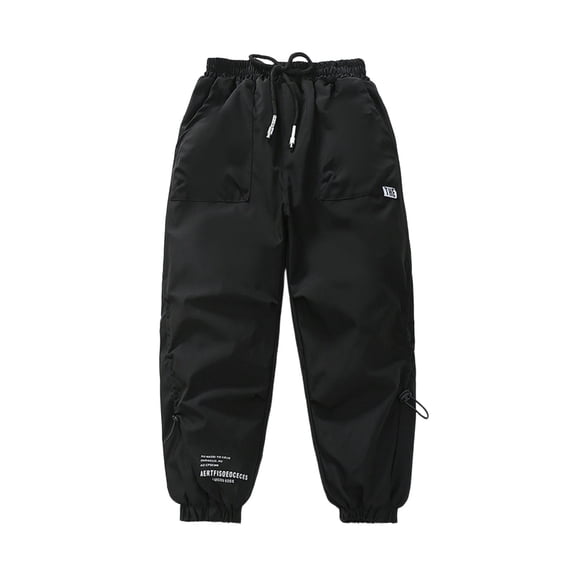 XEGLSBU Insulated Snowpants with Reinforced Knees - Windproof Winter Pants for Boys and Girls Black Size 12-13 Years