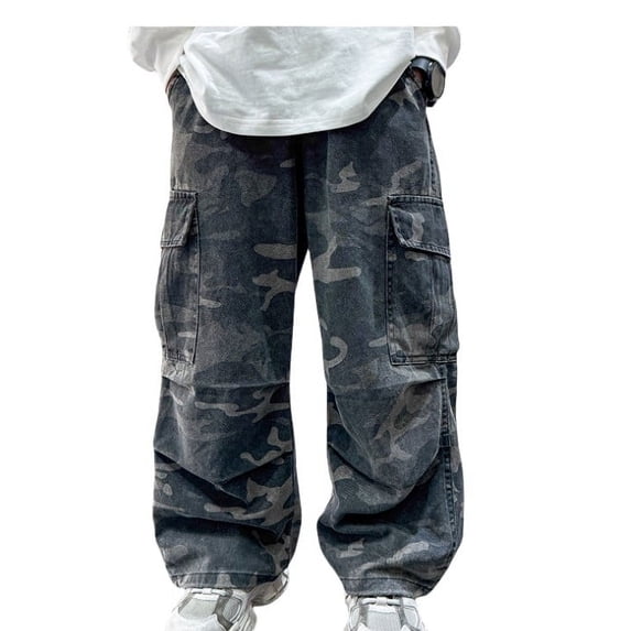 XEGLSBU Jeans Pants for Boys Boys Cargo Trousers Fully Elastic Waist Trousers for Children Regular Fit Age 4 12 Years Jeans Boys Size 7 Size 6-7 Years