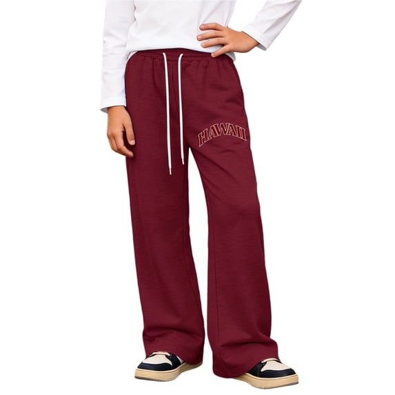 XEGLSBU Kids Pants Girls Size 6-7 Boy's Letter Graphic Wide Leg Sweatpants Baggy Pants Athletic Track Sweat Pants Joggers Size 11-12 Years
