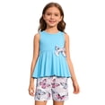 thumbnail image 1 of XEGLSBU Kids Summer Cute Casual Wear Set Girls Outfit Sleeveless Sunflower Print Tank Dress with Shorts Casual Two Piece z260710-Blue-1 Size 9-10 Years, 1 of 9
