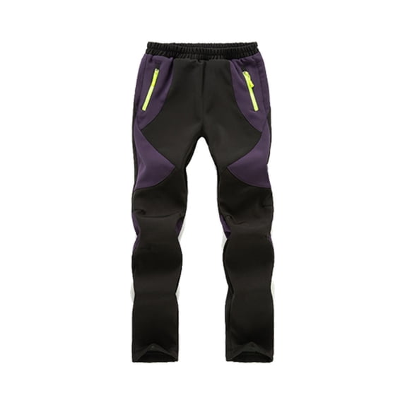 XEGLSBU Kids Winter Sports Pants with Reflective Details - Safe for Evening Ice Skating Purple Size 11-12 Years